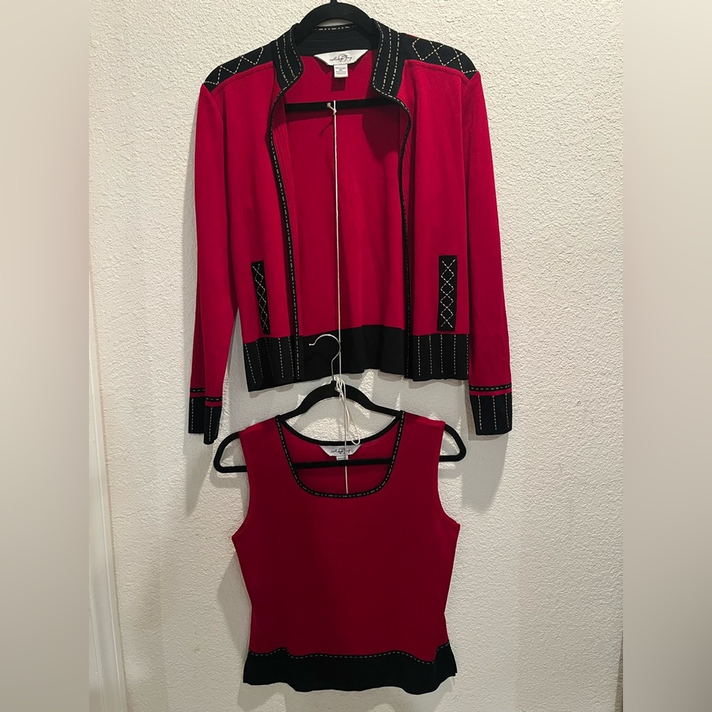 Ming Wang Red and Black Blazer Set